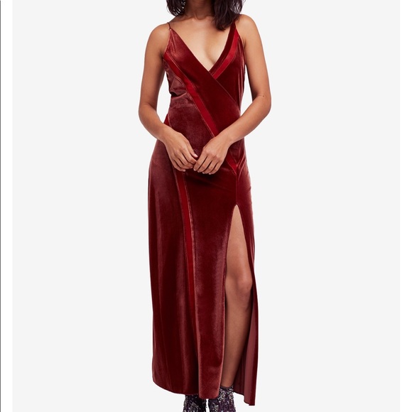 rust velvet maxi dress